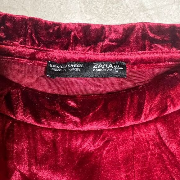Zara velvet sweatshirt top burgundy S (303/2) - Picture 12 of 12
